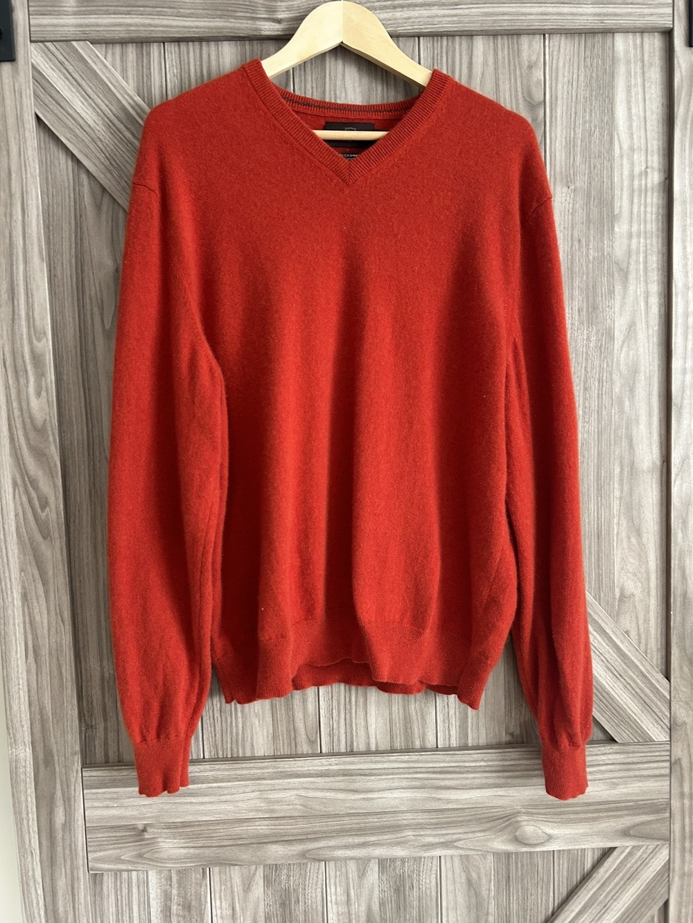 Black Brown 1826 Premium 100 Percent Cashmere V Neck Pullover Sweater Rust XL